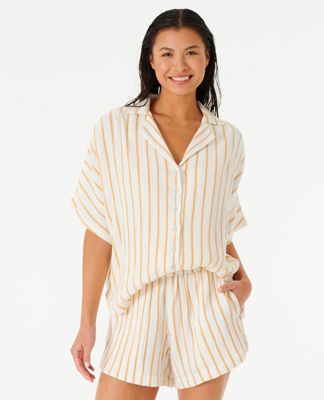 Premium Surf Stripe Short Sleeve Shirt Surf Clothing for womens Rip