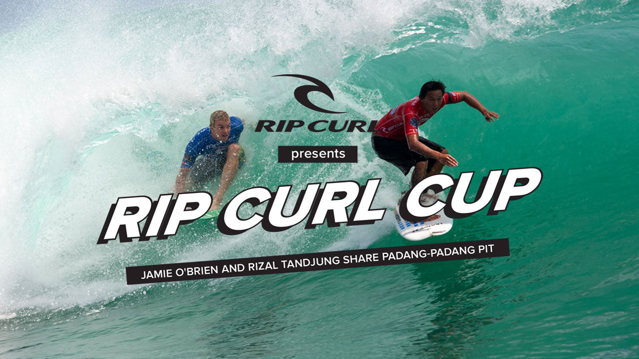 Jamie O'Brien and Rizal Tandjung share Padang-Padang Pit