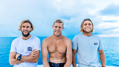 Wish You Were Here: Mick Fanning, Matt Wilkinson, Conner Coffin and a boat in the middle of the Indian Ocean