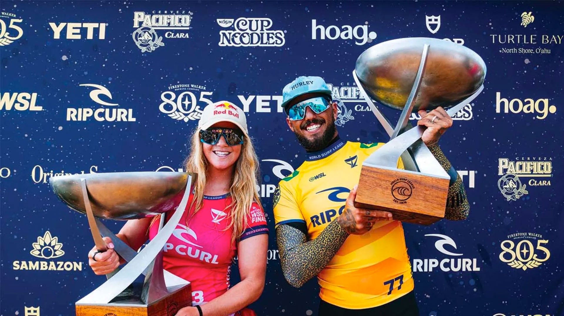 Filipe Toledo And Caroline Marks Crowned World Champions At The Rip Curl WSL Finals