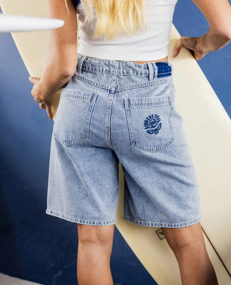 Aggie Relaxed Denim Short - Vintage Blue