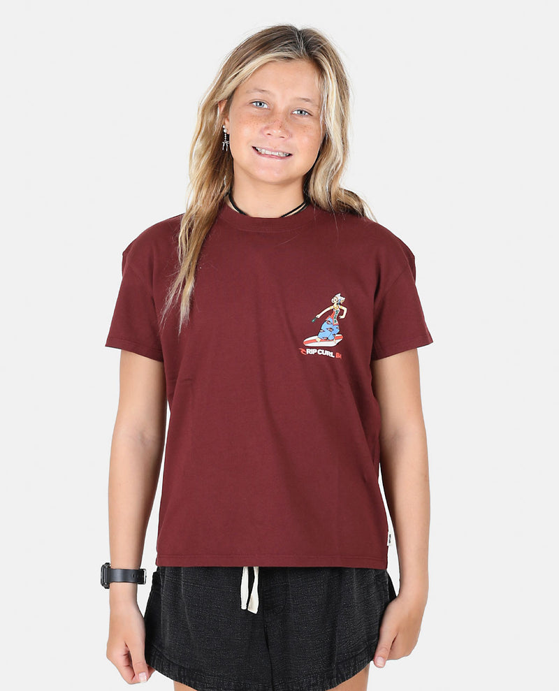 Bali Ode Balinesse Dancer Tee - Girl - Dark Plum