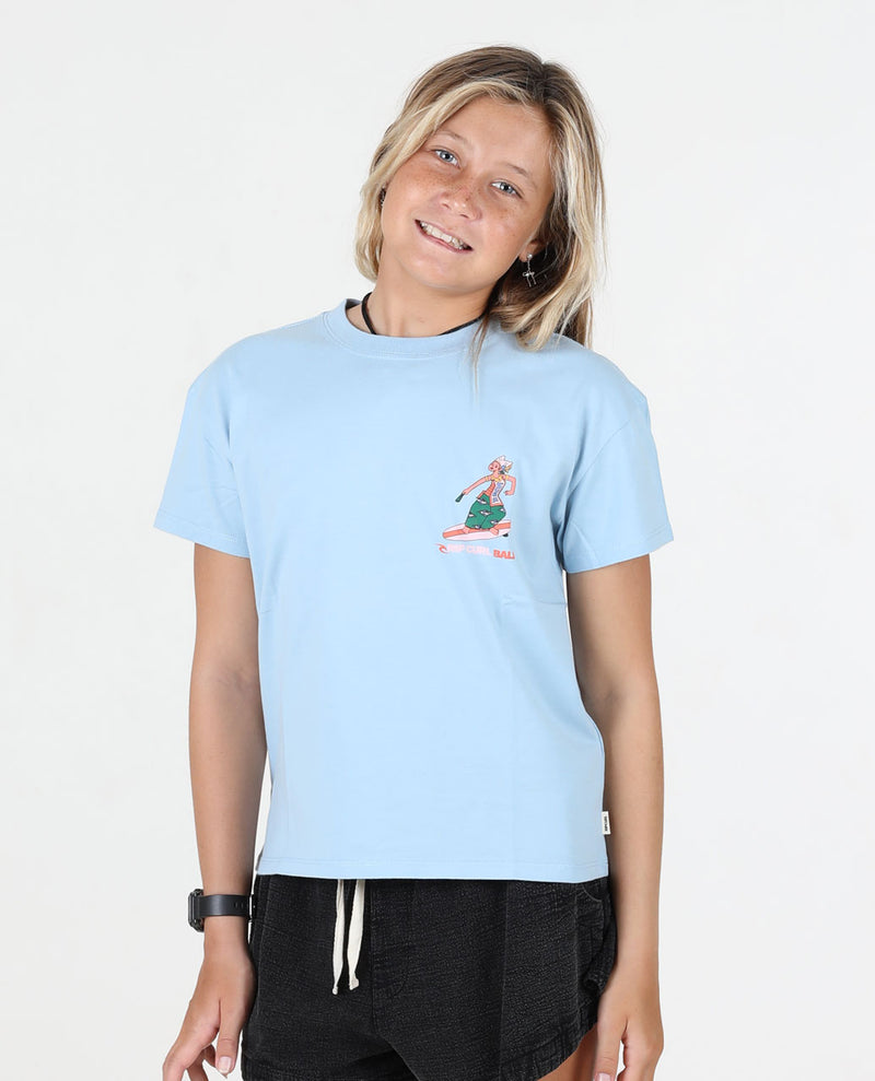 Bali Ode Balinesse Dancer Tee - Girl - Blue Bell