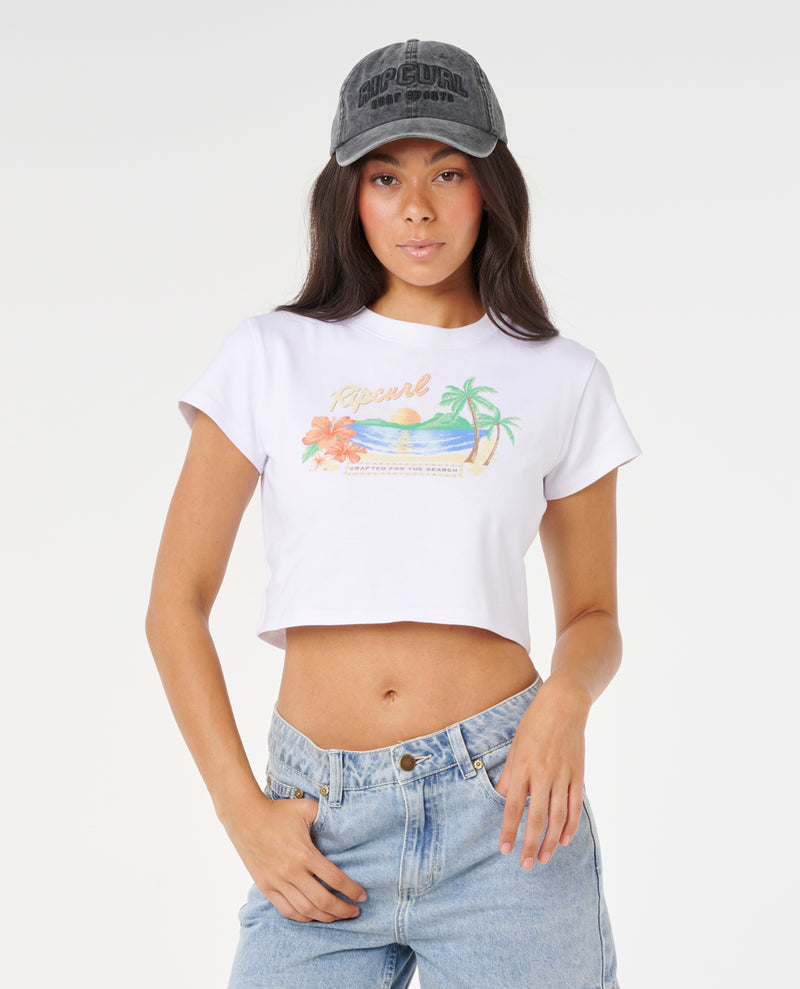 Aloha State Baby Tee - Optical White