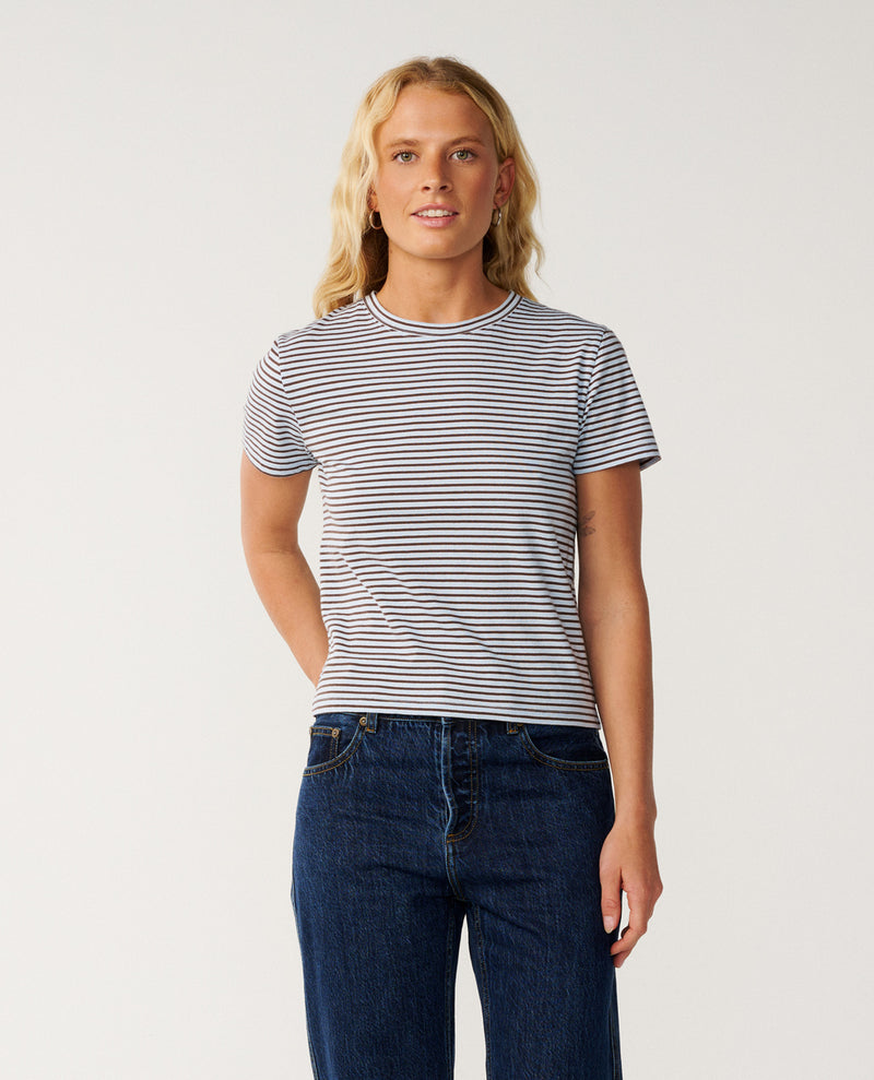 Stephanie Gilmore Stripe Standard Tee - Sky Blue