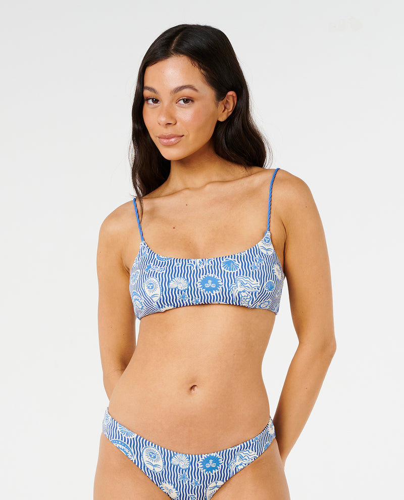 Catalina Waves Bralette Bikini Top - Vintage Blue